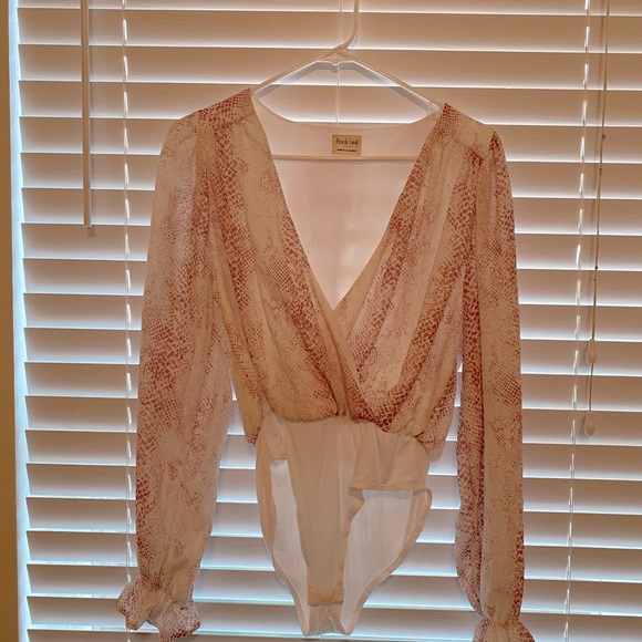 Worn Once! Pink Snake Skin Bodysuit - Picture 4 of 9